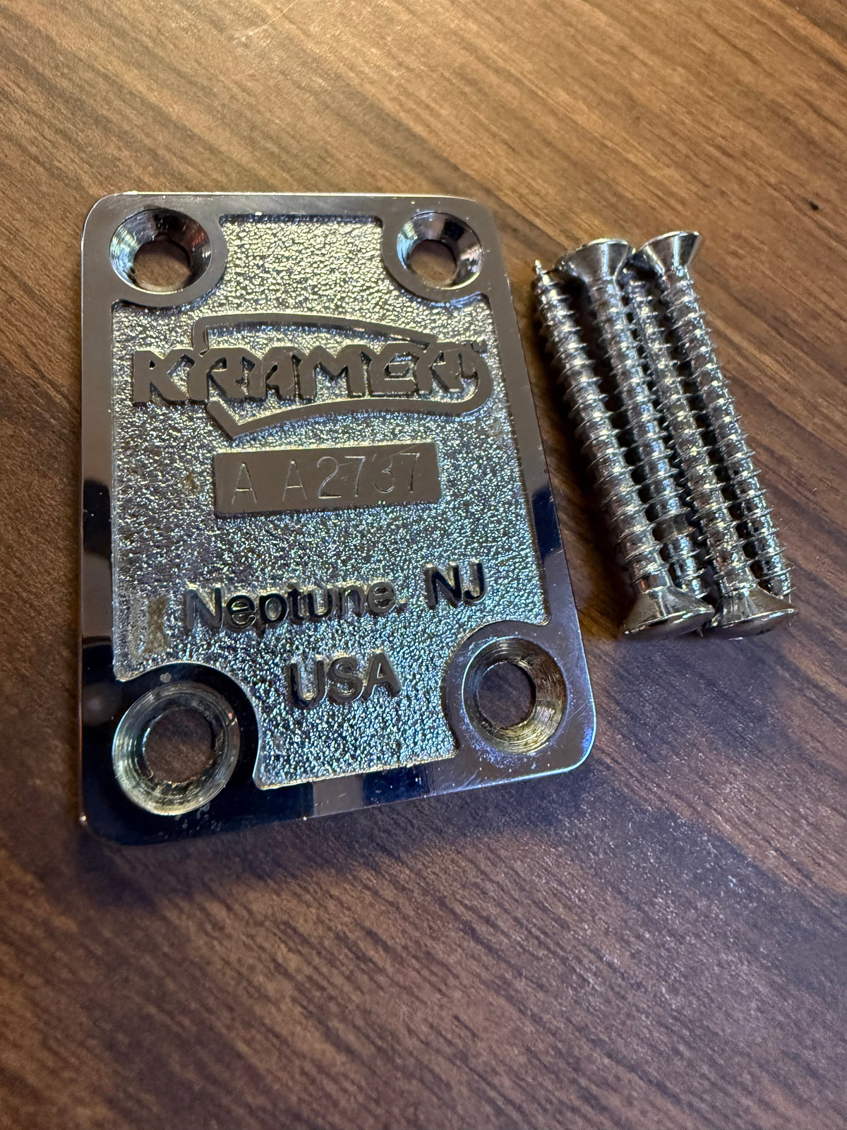 Vintage Kramer Neptune NJ USA Narrow Bolt Pattern Neck Plate