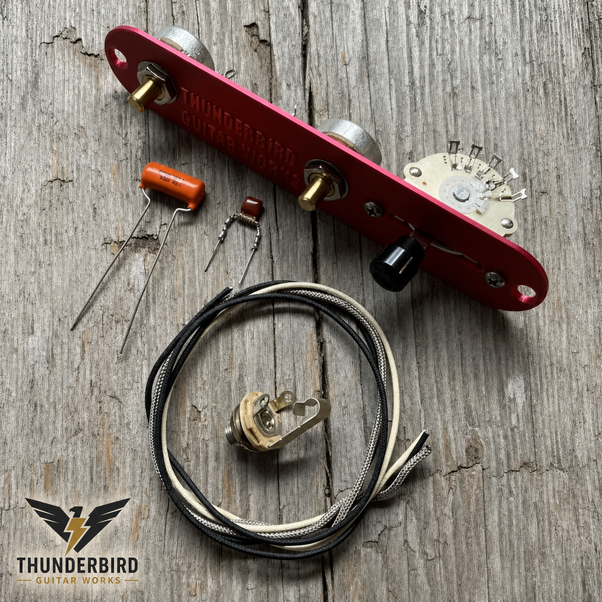 Tele-style 3-way guitar wiring kit with CTS pots and Orange Drop capacitor