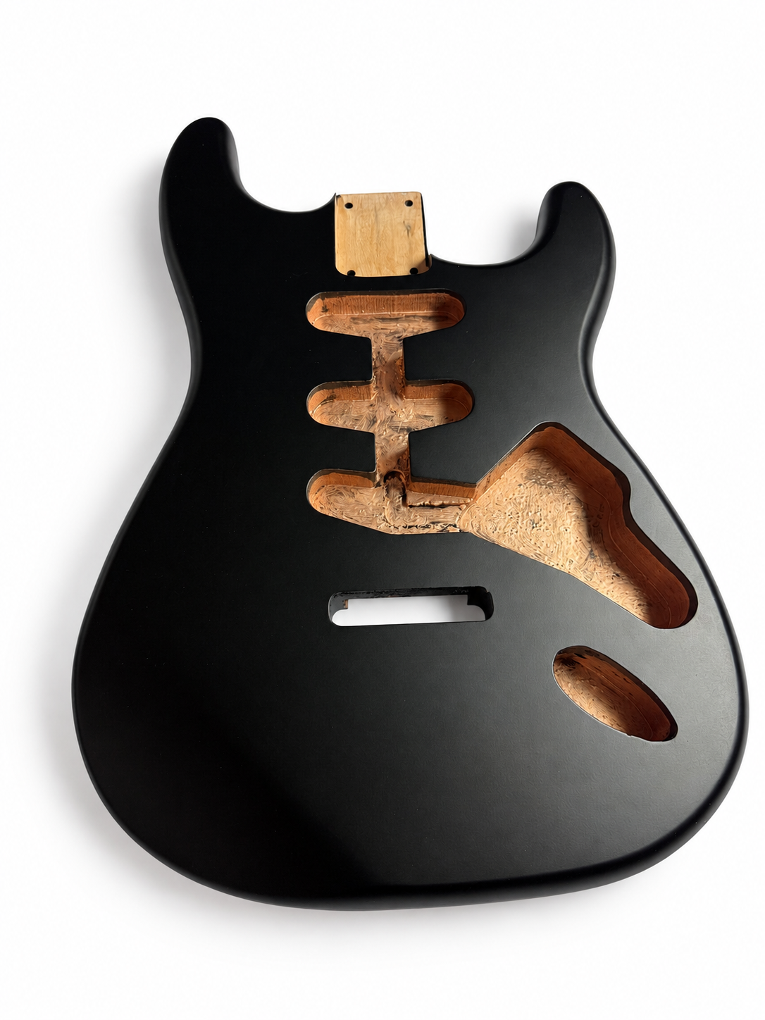 Strat-Style Alder Guitar Body – Black Satin Nitro Finish, USA Spec